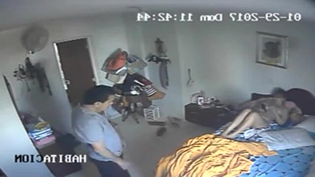 Family on holiday hidden web camera